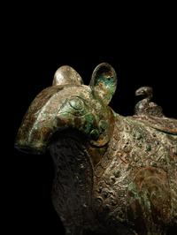 A Chinese Bronze Tapir-Form Covered Vessel