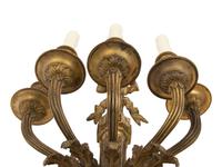 A Pair of Louis XVI Style Gilt Bronze Five-Light Sconces