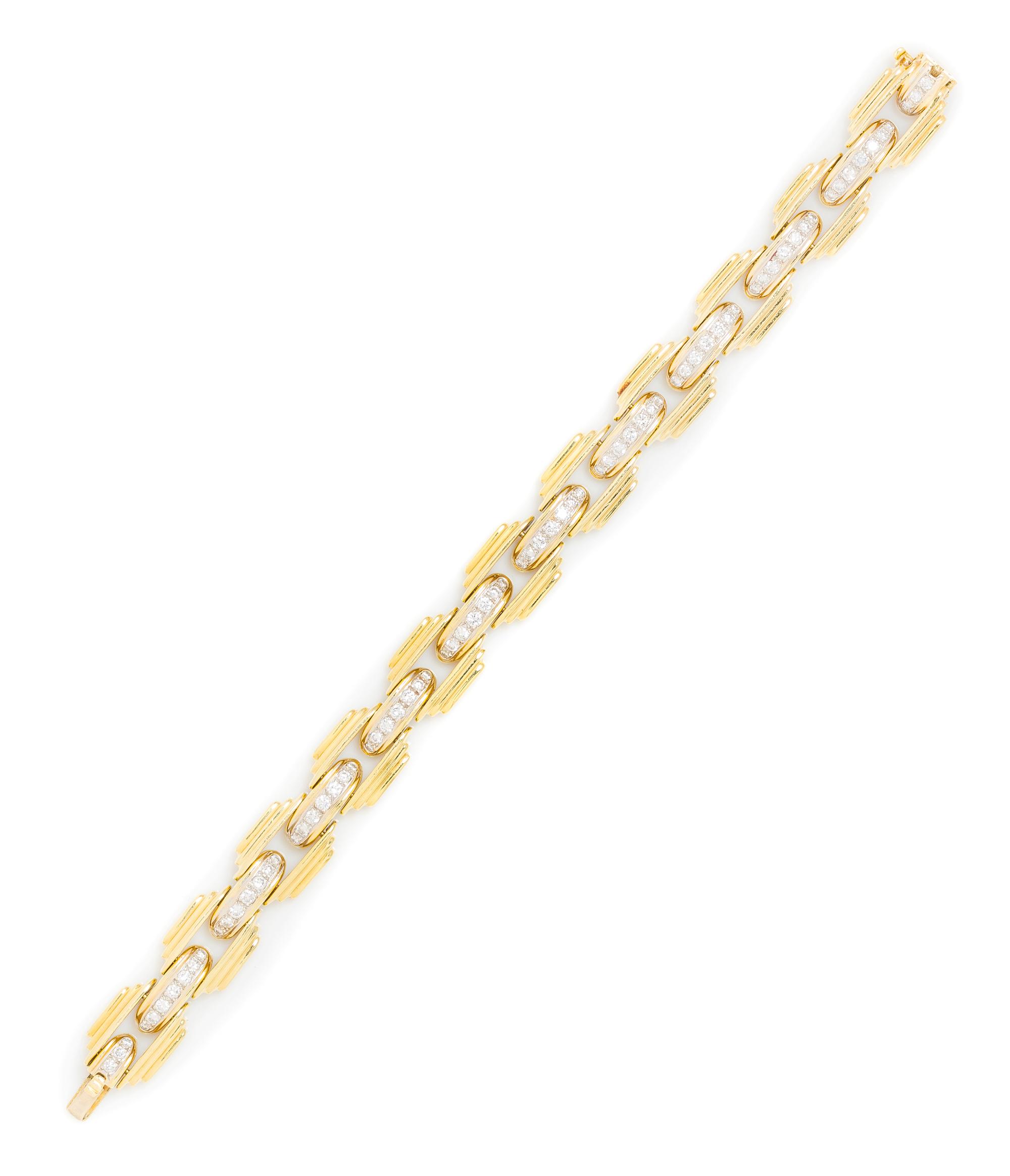 An 18 Karat Yellow Gold and Diamond Bracelet, 32.40 dwts.