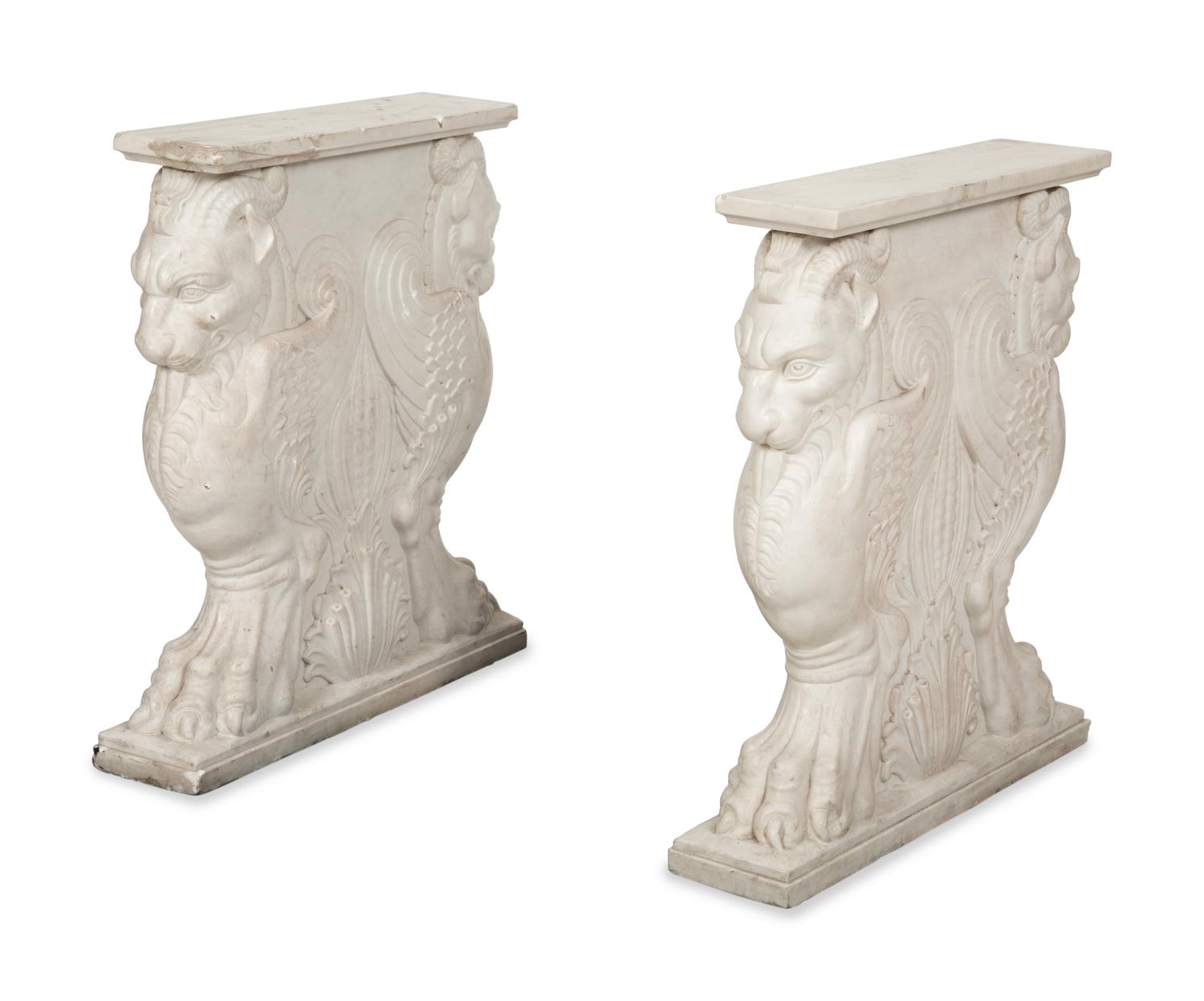 An Italian Specimen Marble and Carved White Marble Table