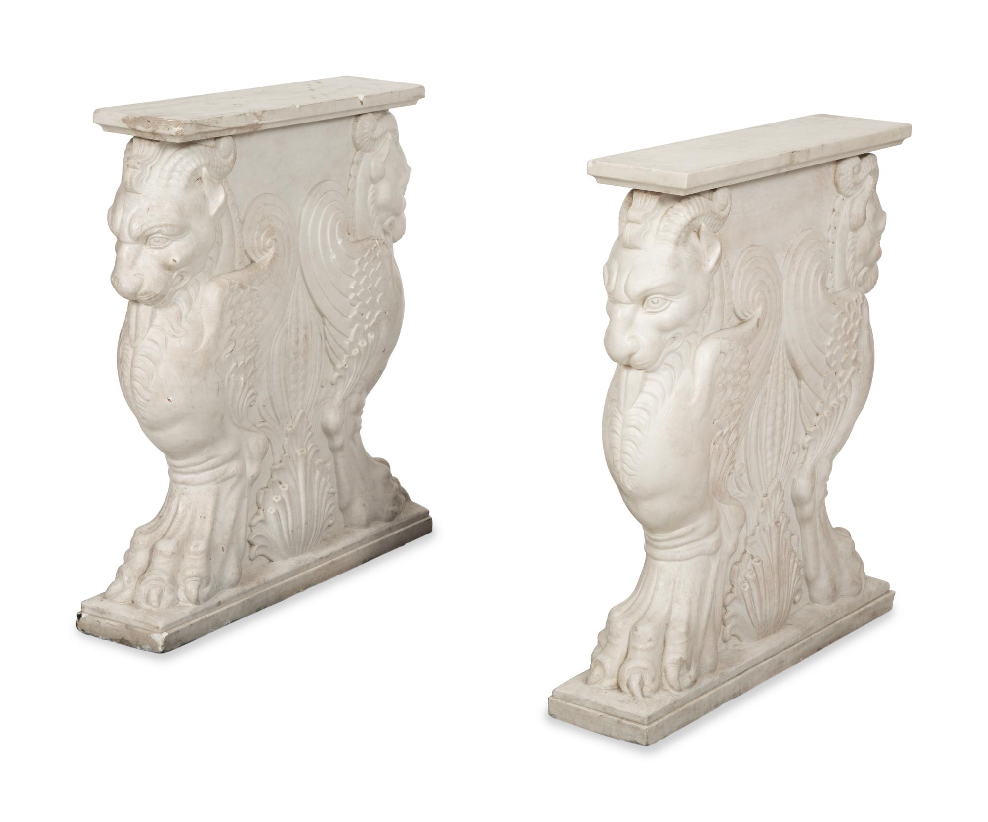 An Italian Specimen Marble and Carved White Marble Table