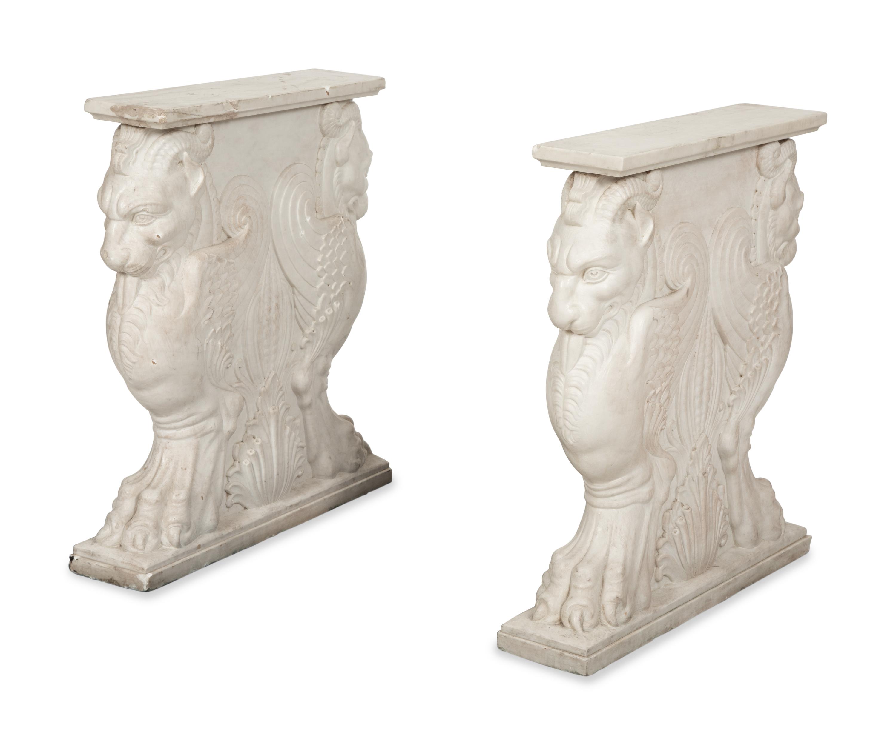 An Italian Specimen Marble and Carved White Marble Table