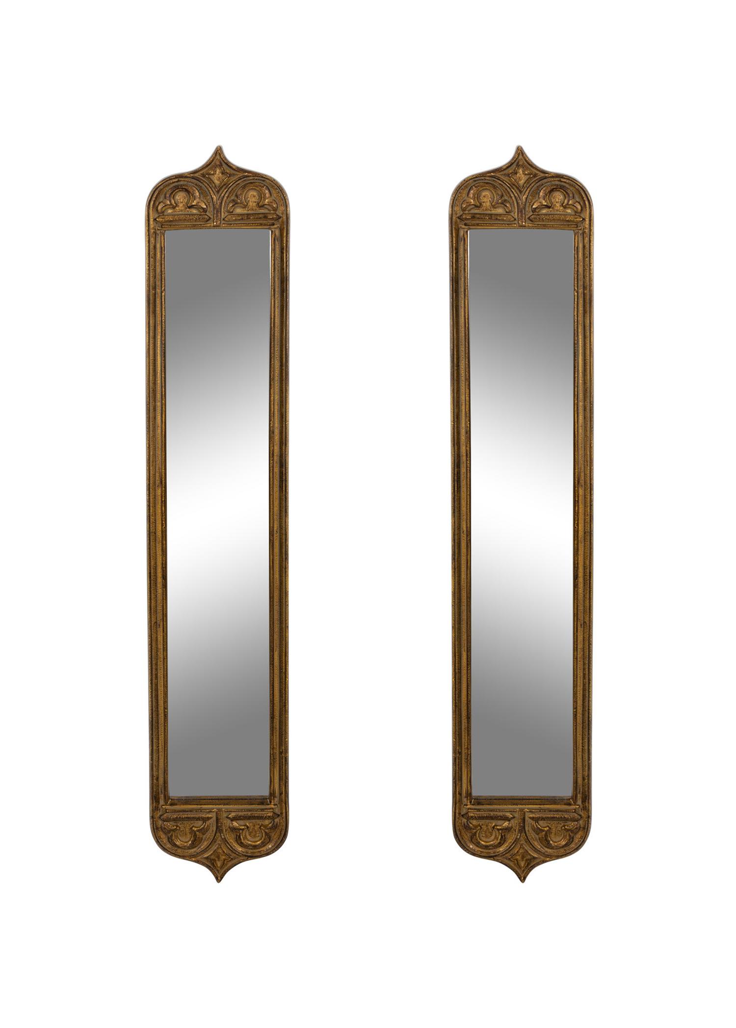 A Pair of Art Nouveau Gilt Framed Pier Mirrors