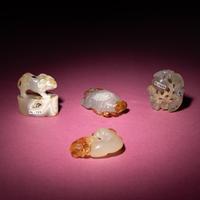 Four Chinese Agate Carvings, Qing Dynasty — 清 瑪瑙把件、印章一組四件