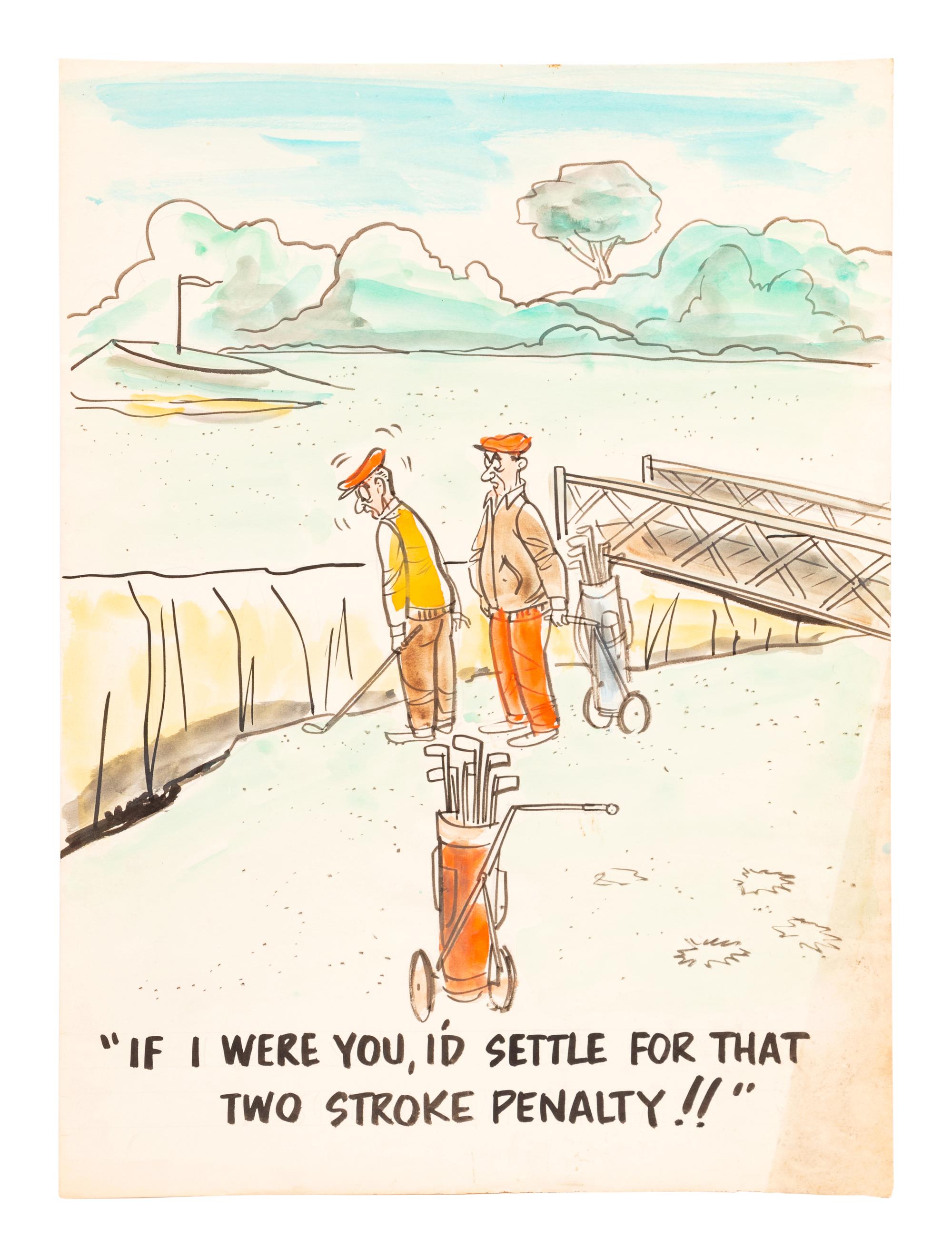 A Group of Six 1950's Era New Yorker Artist Illustrations