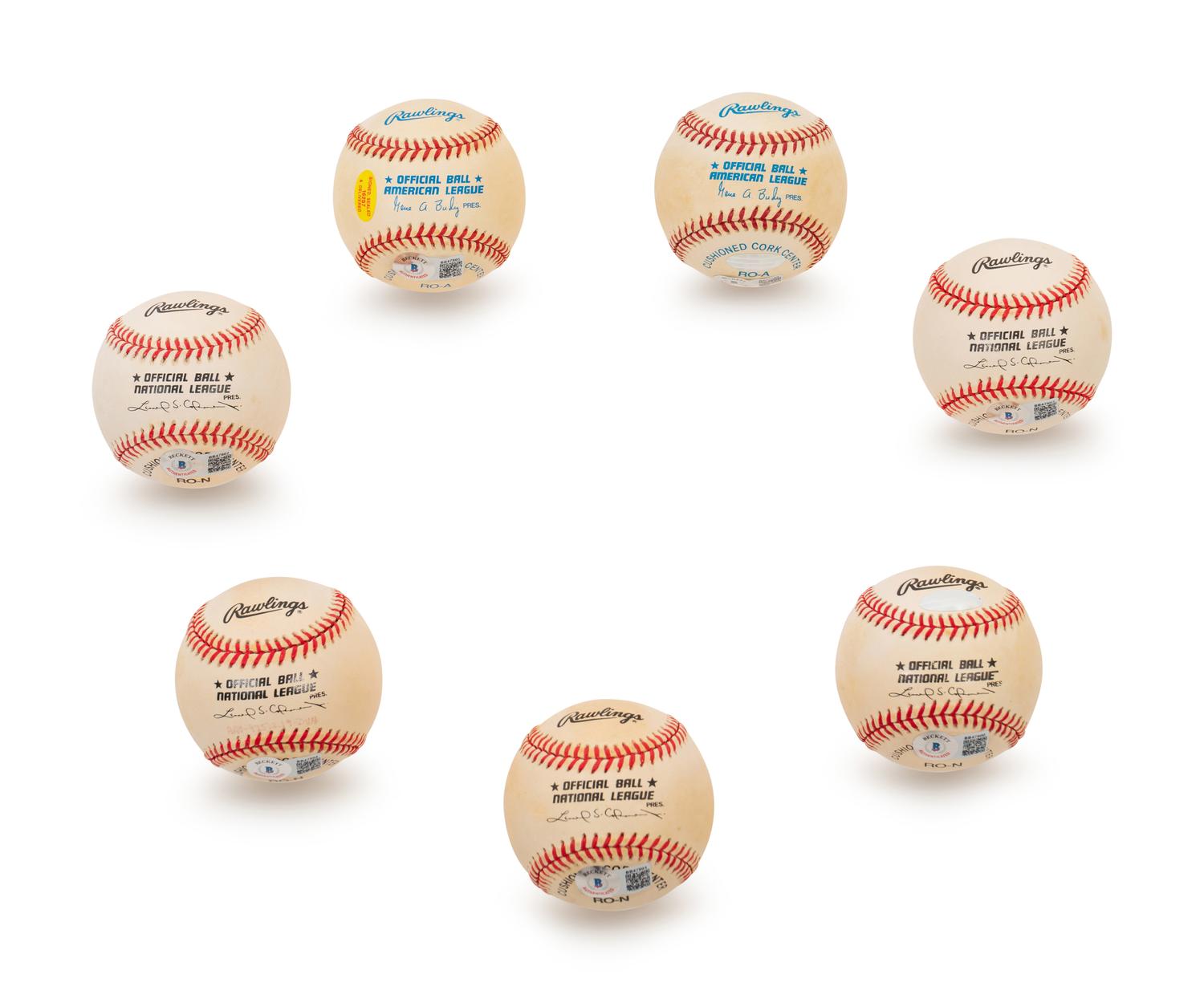 A Group of Seven Hall of Fame Signed Autograph Baseballs (BAS Beckett Authentication Services Certified),