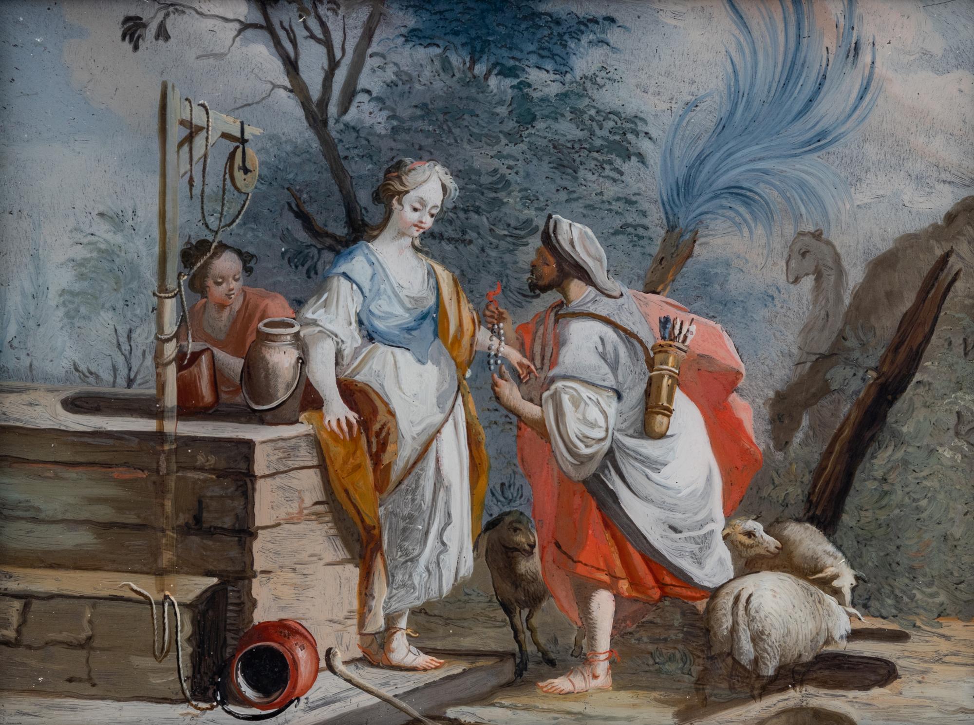 A Continental Reverse Painting on Glass