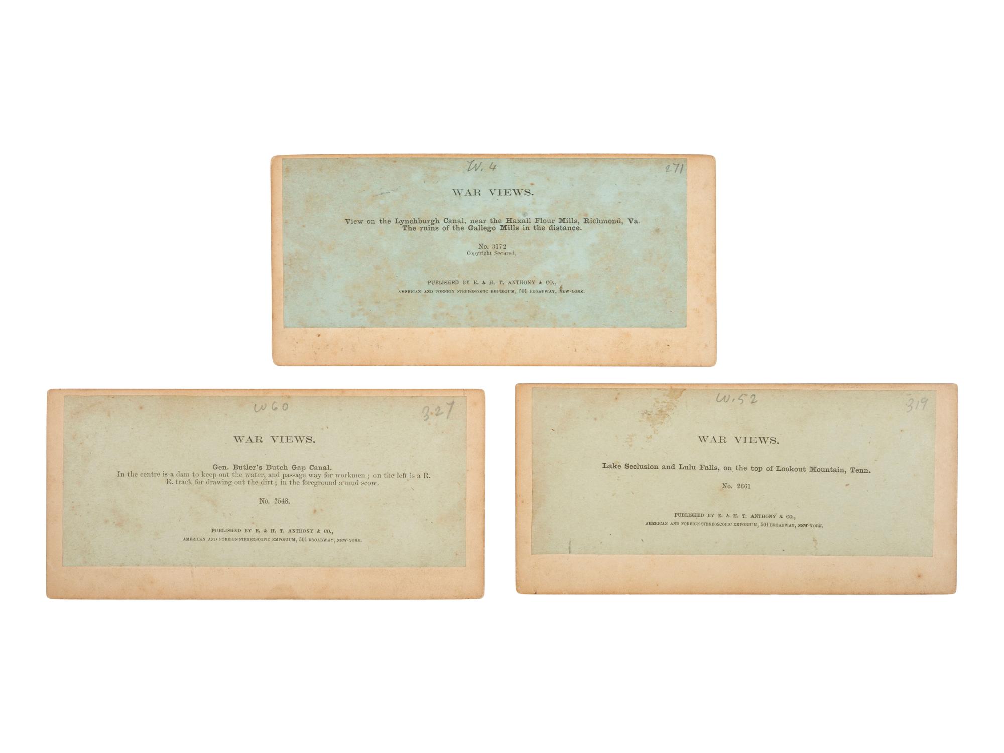 [CIVIL WAR]. 11 stereoviews featuring waterways, gun boats, and pontoon bridges.