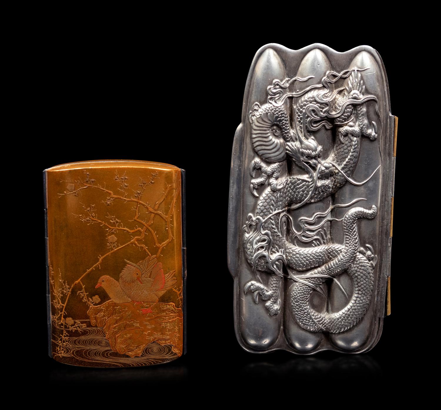 A Silver Cigar Case and A Brass Cigarette Case