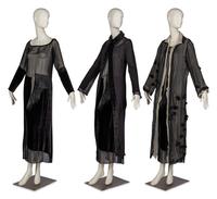 Yohji Yamamoto Jacket, One Comme des Garçons Jacket, and One Unmarked Dress