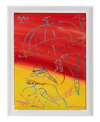 Zero Series, Version II, #4, 1990 and Man with Umbrella, 1988 (two works)