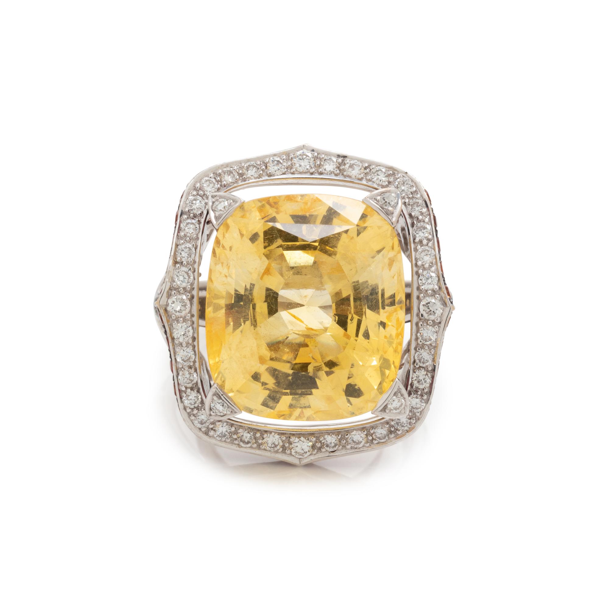 STEPHEN WEBSTER, YELLOW SAPPHIRE, ORANGE SAPPHIRE, AND DIAMOND RING