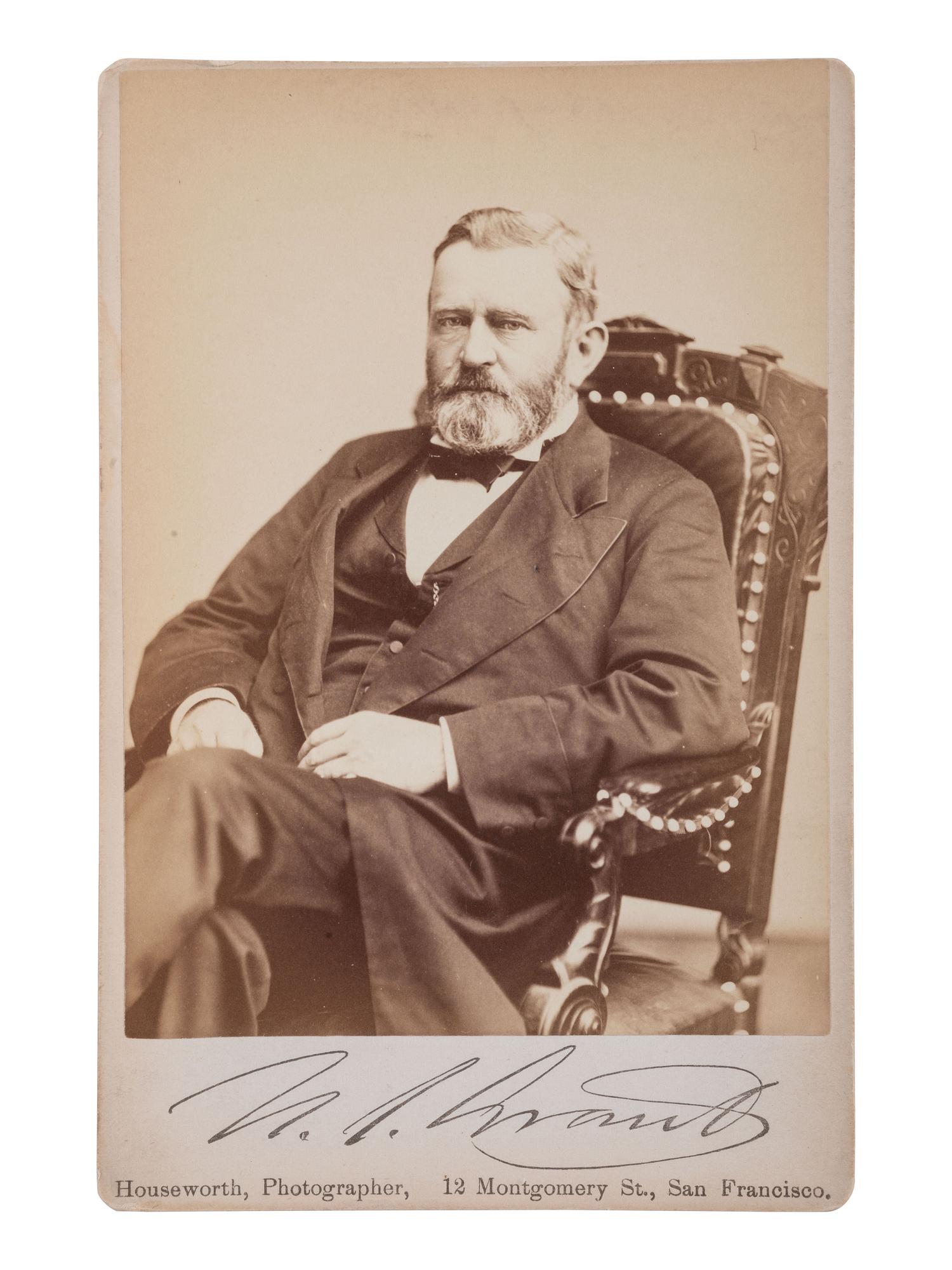 [GRANT, Ulysses S. 1822-1885)]. HOUSEWORTH, photog. Cabinet card of U.S. Grant. San Francisco, CA.