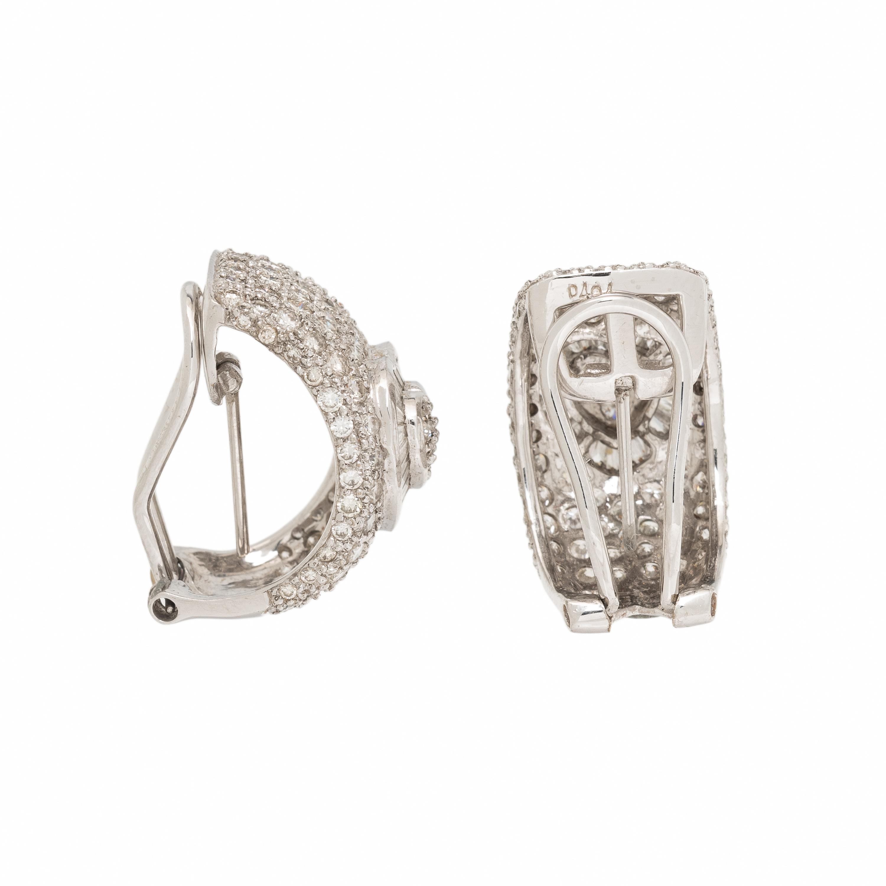 Diamond and White Gold Heart Hoop Earrings
