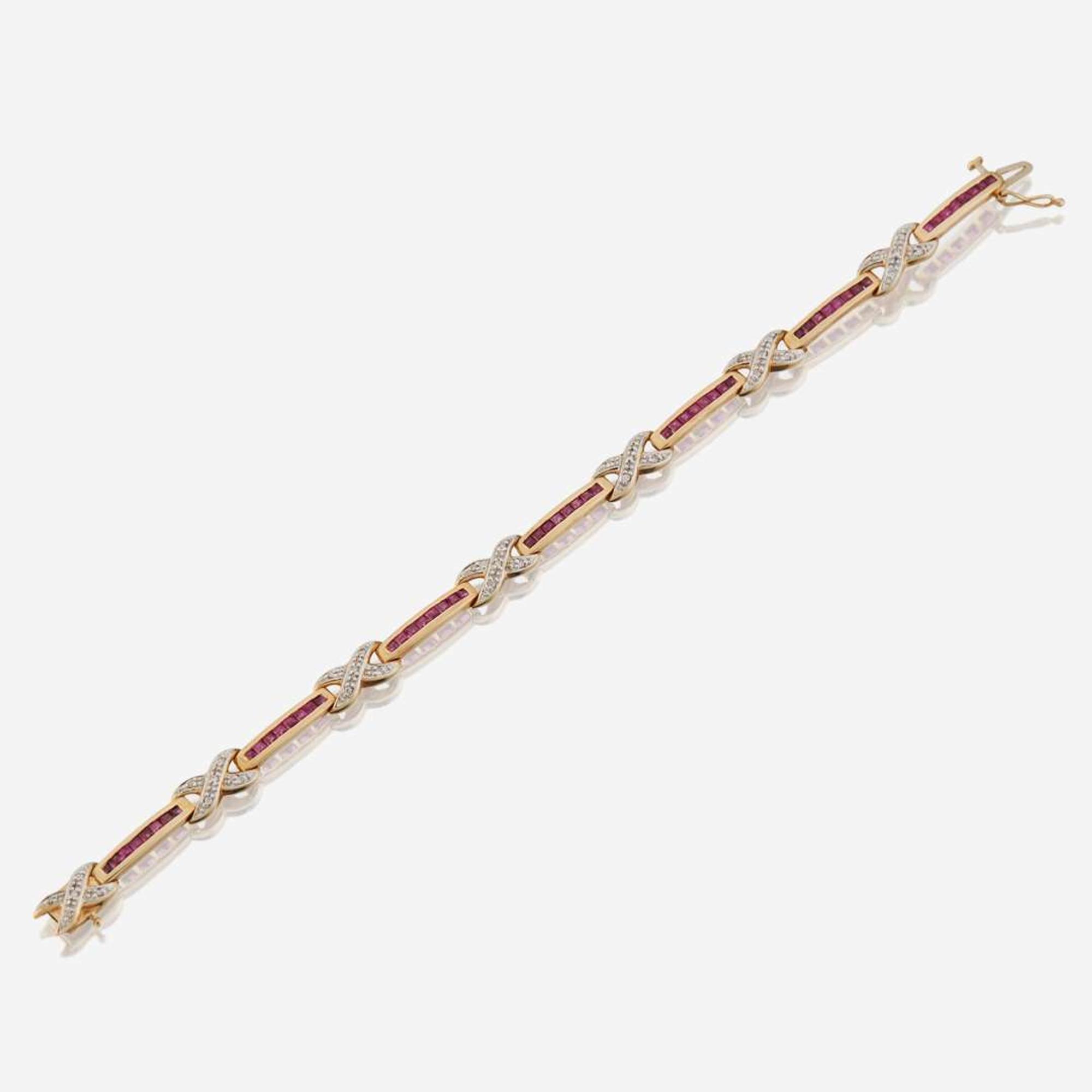 A ruby, diamond, and gold bracelet