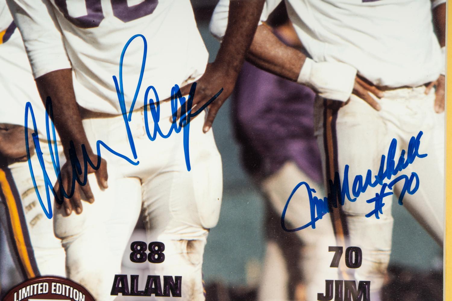 A Minnesota Vikings Purple People Eaters Vikings Signed Autograph Photo Display