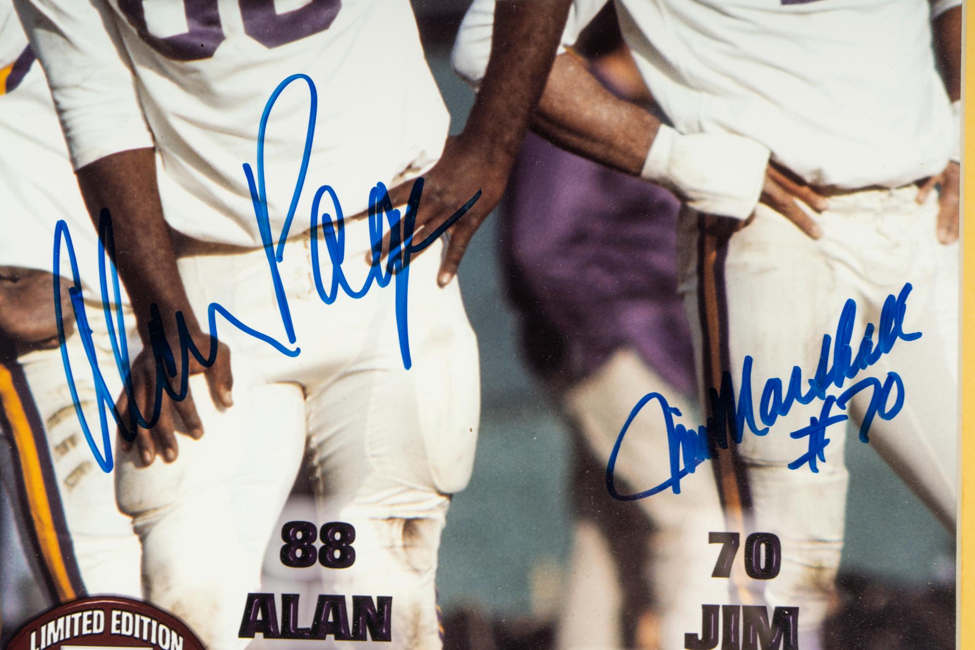A Minnesota Vikings Purple People Eaters Vikings Signed Autograph Photo Display