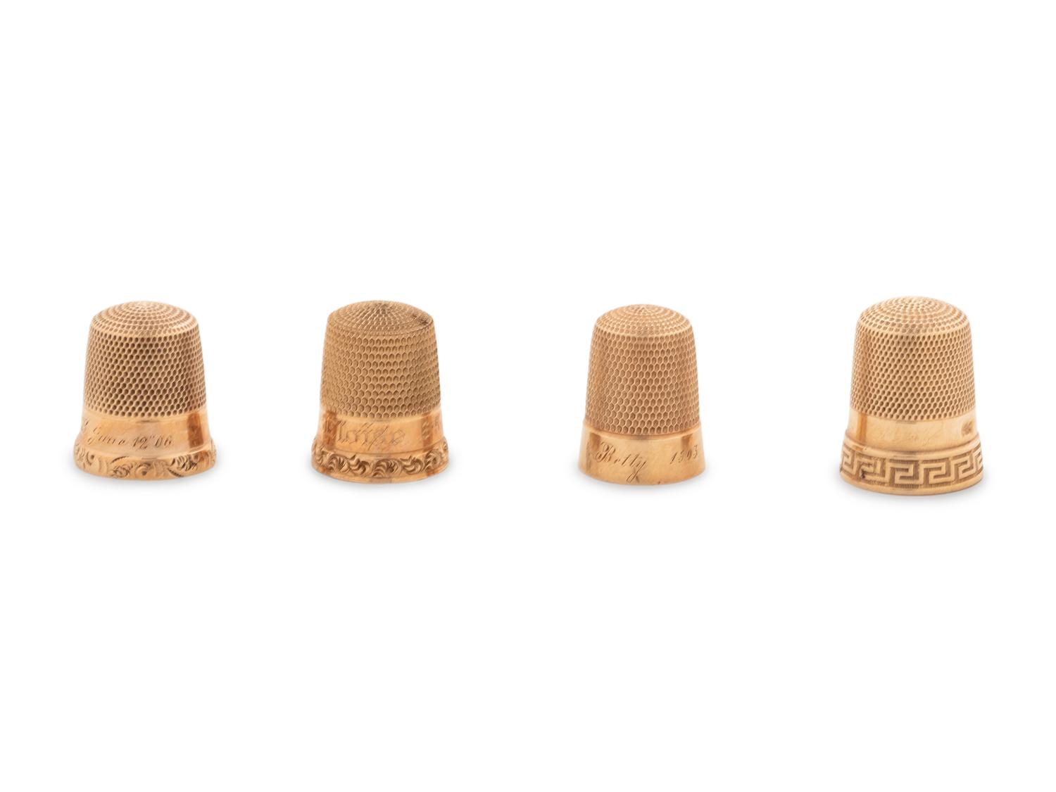 Four American Gold Thimbles