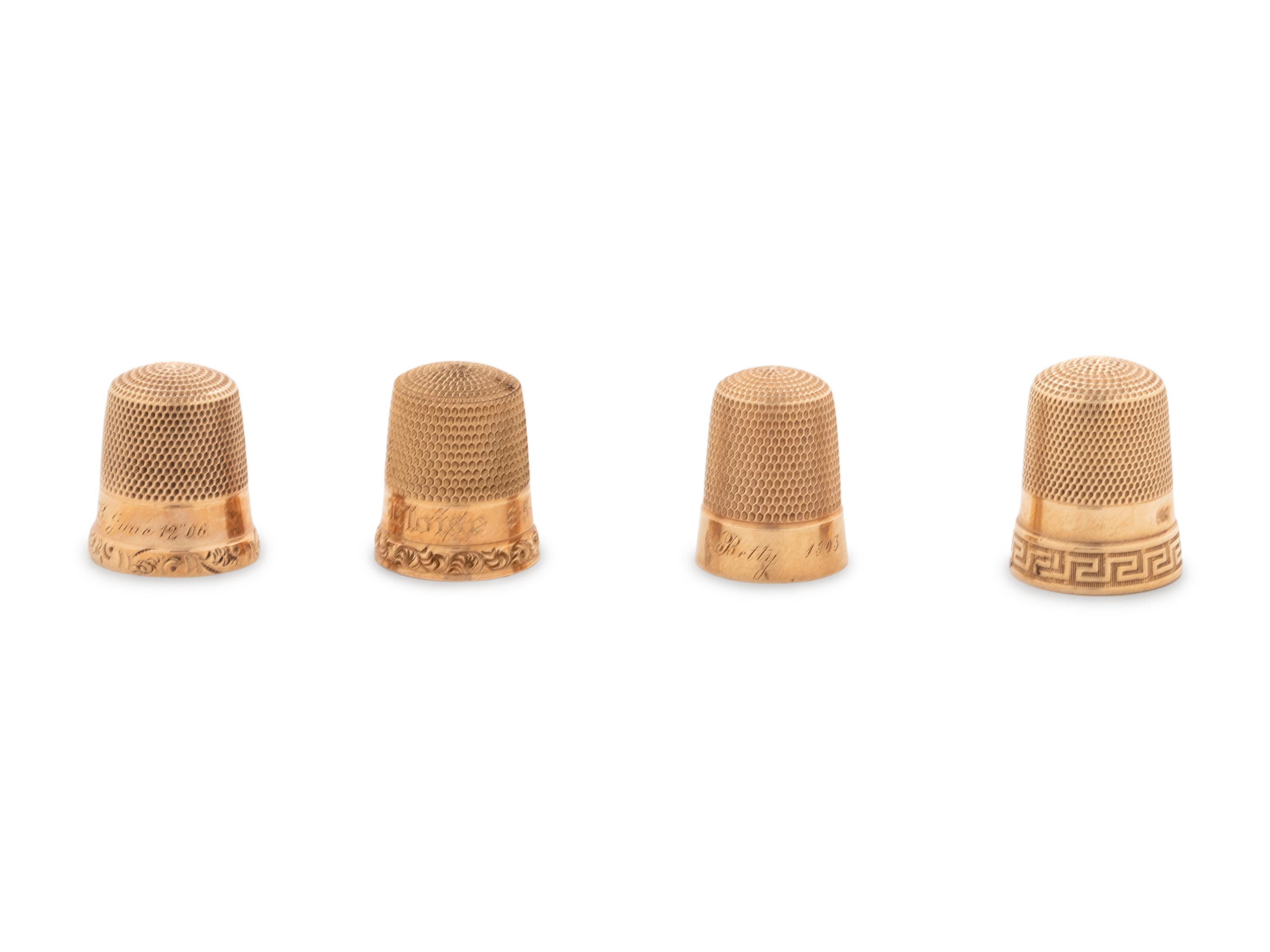 Four American Gold Thimbles