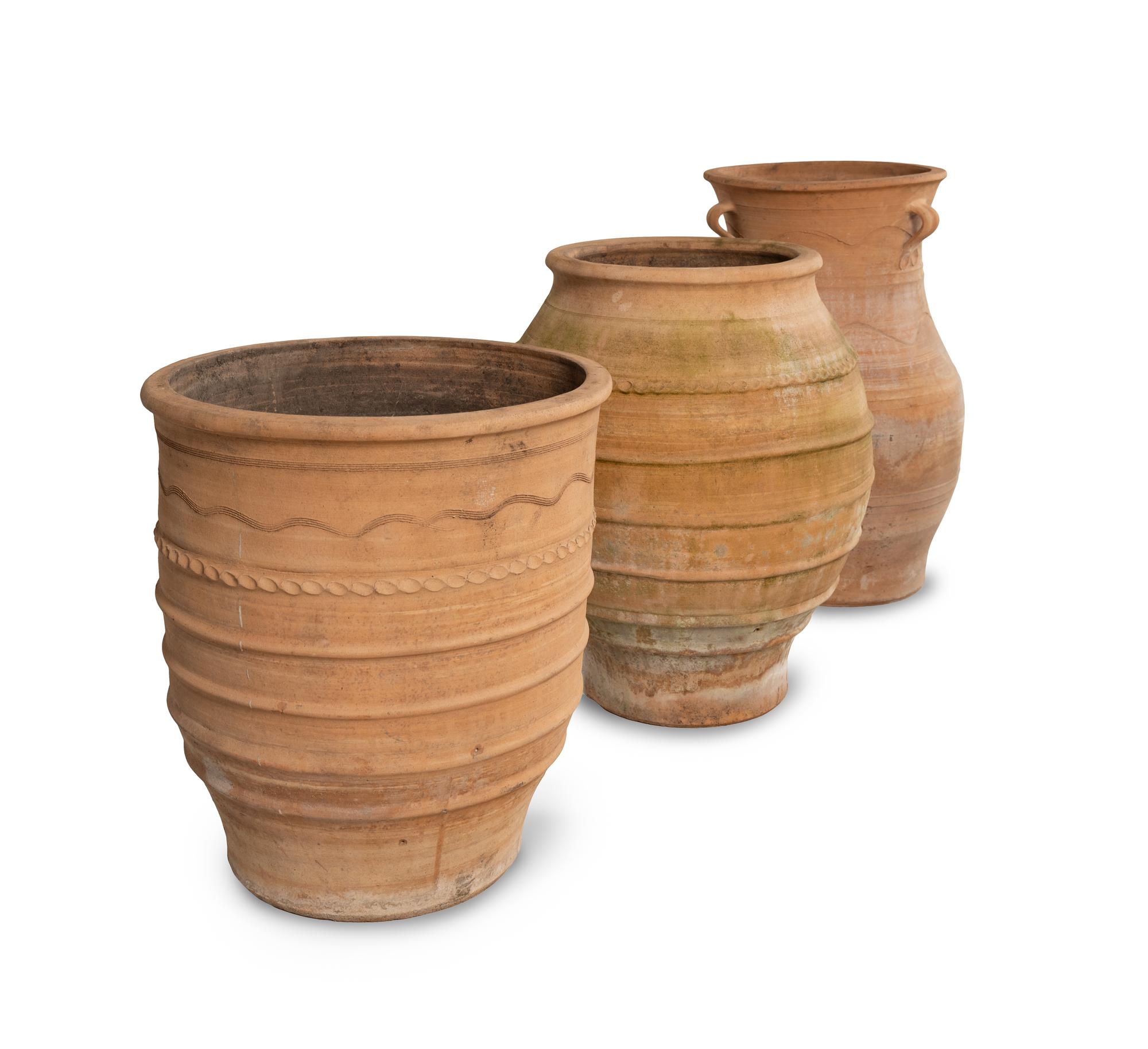 Three Terracotta Floor Vases