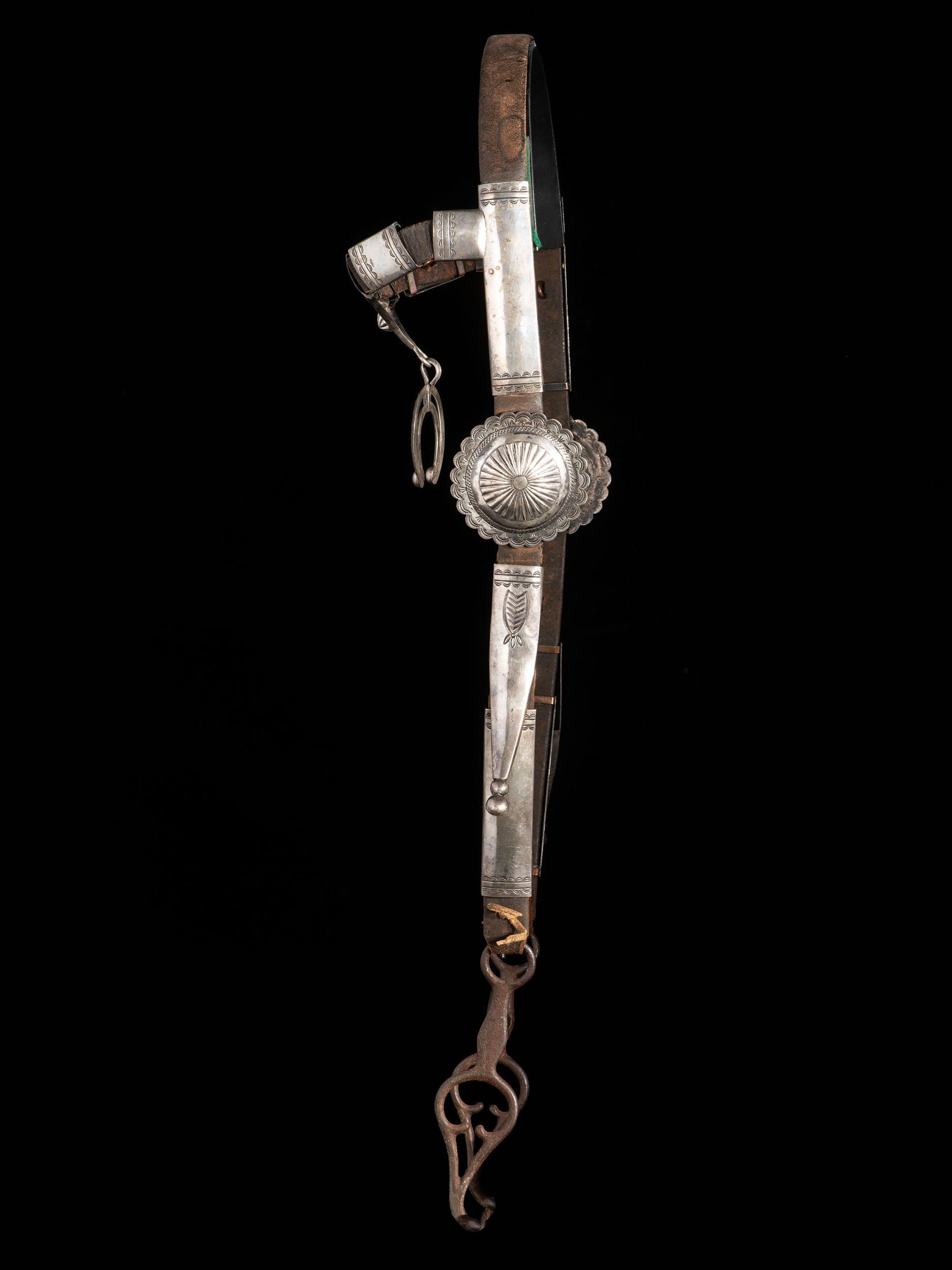 Navajo Stamped Silver Headstall, with Iron Ported Shank Bit
