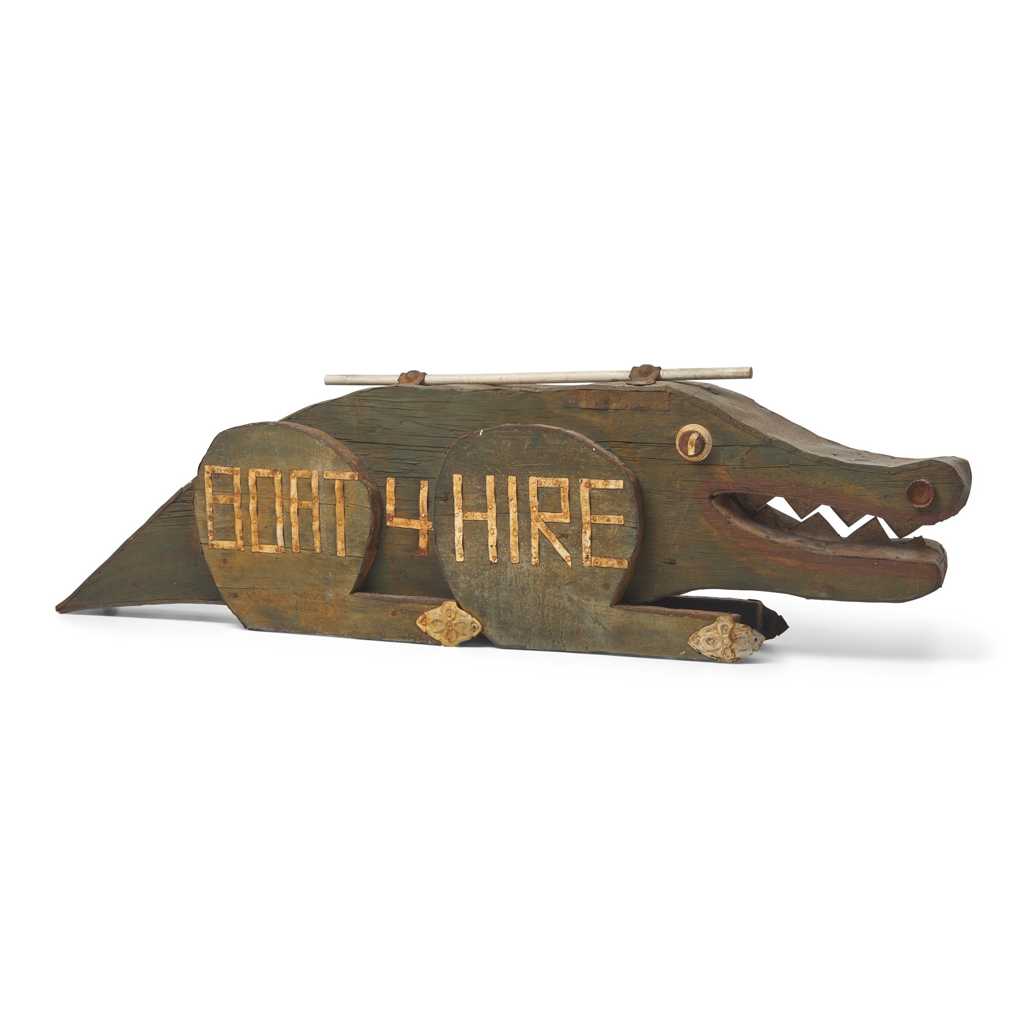 A Found Object Alligator-Form Trade Sign