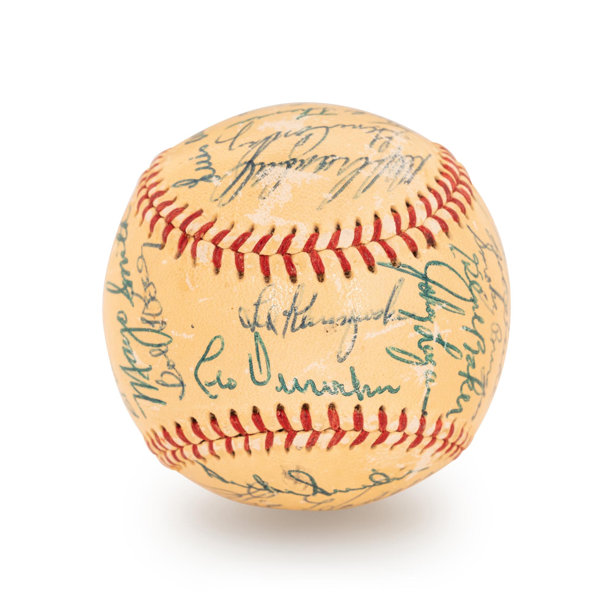 A 1955 All Star Game National League Team Signed Autograph Baseball Featuring Hank Aaron, Ernie Banks and Willie Mays (Beckett Authentication Services Letter BAS Certified)
