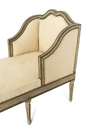 A Louis XVI Painted and Parcel Gilt Chaise Longue