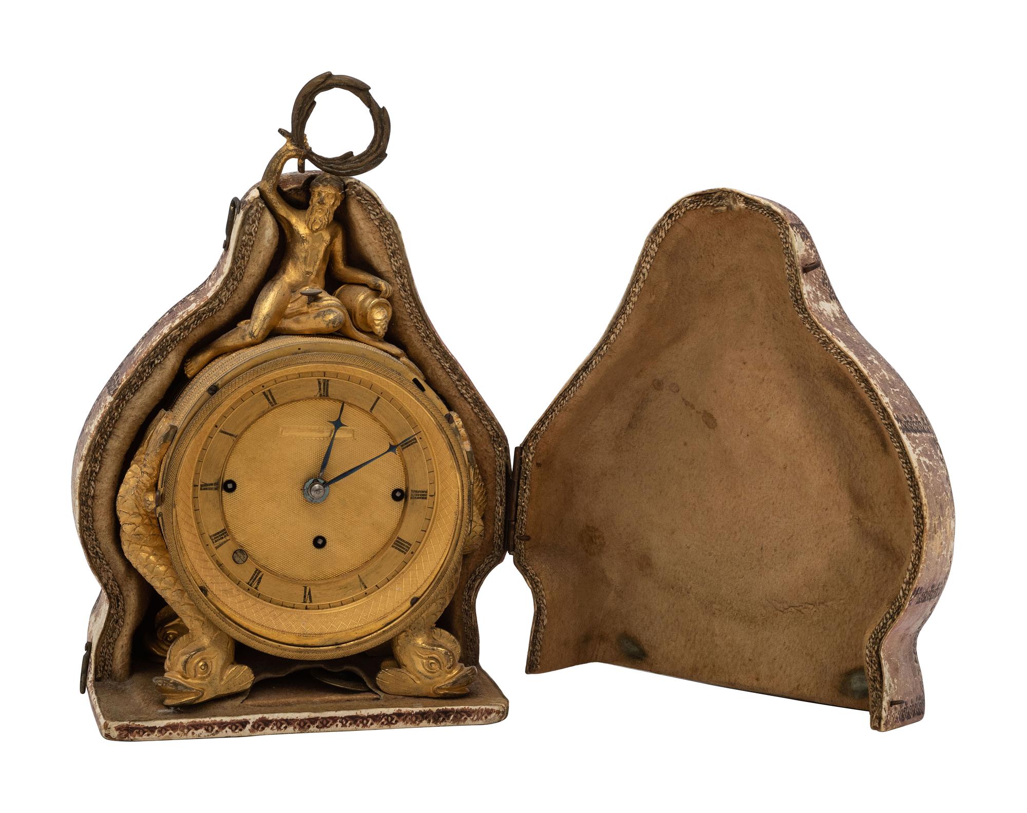An Austrian Gilt Metal Travel Clock