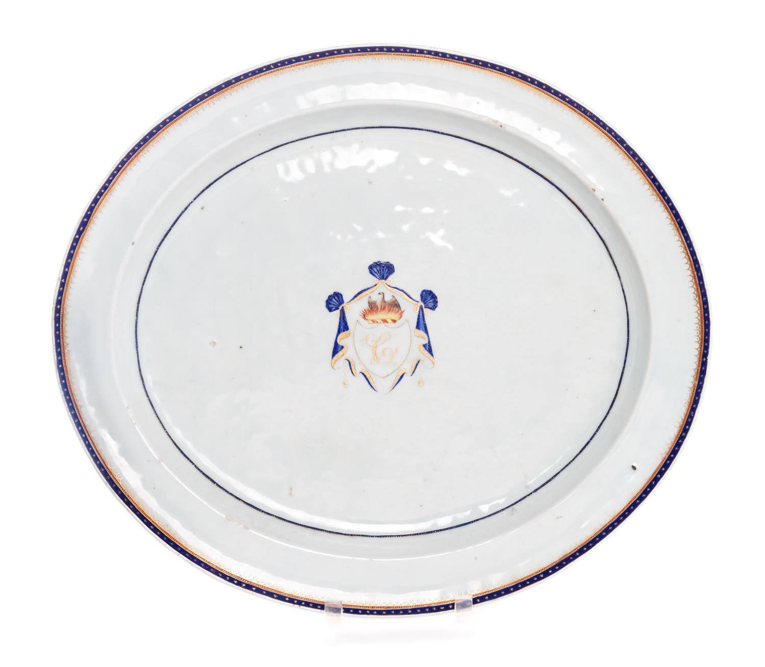 A Chinese Export Porcelain Armorial Platter Width 20 1/4 inches. — LATE 18TH CENTURY