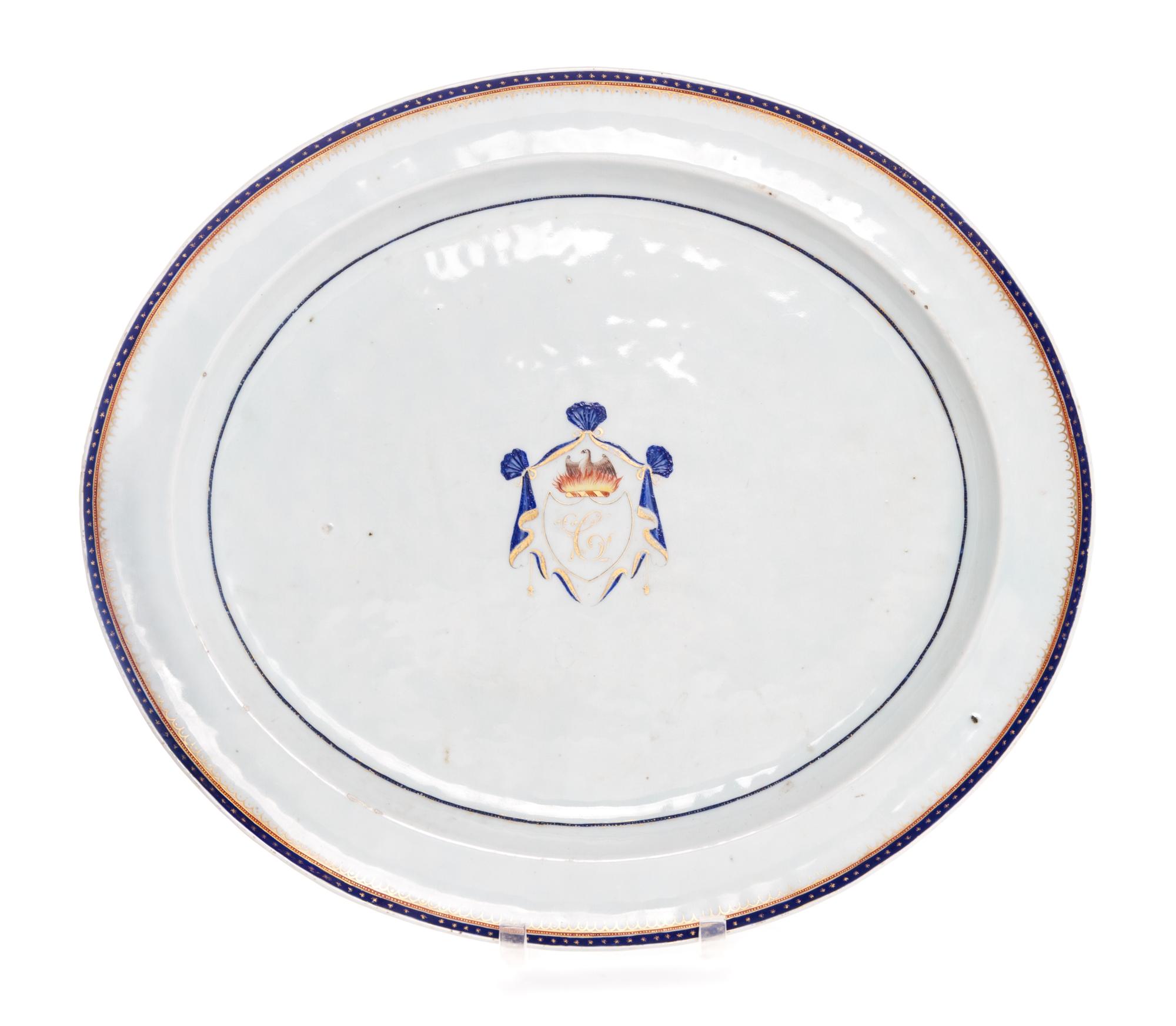 A Chinese Export Porcelain Armorial Platter Width 20 1/4 inches. — LATE 18TH CENTURY