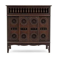 A Brittany Style Diminutive Mahogany Openwork Chest, Height 17 3/4 x width 16 7/8 x depth 6 1/4 inches.