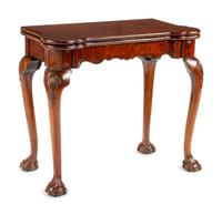 A George II Walnut Veneered and Mahogany Concertina-Action Game Table