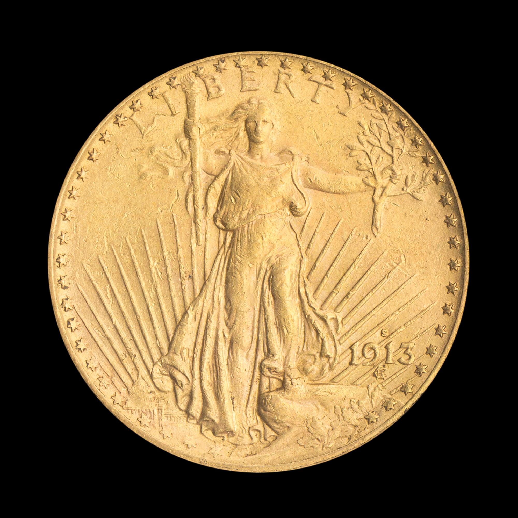 A United States 1913-S St. Gaudens $20 Gold Coin