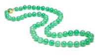 A Graduated Single Strand Jadeite Jade Bead Necklace,