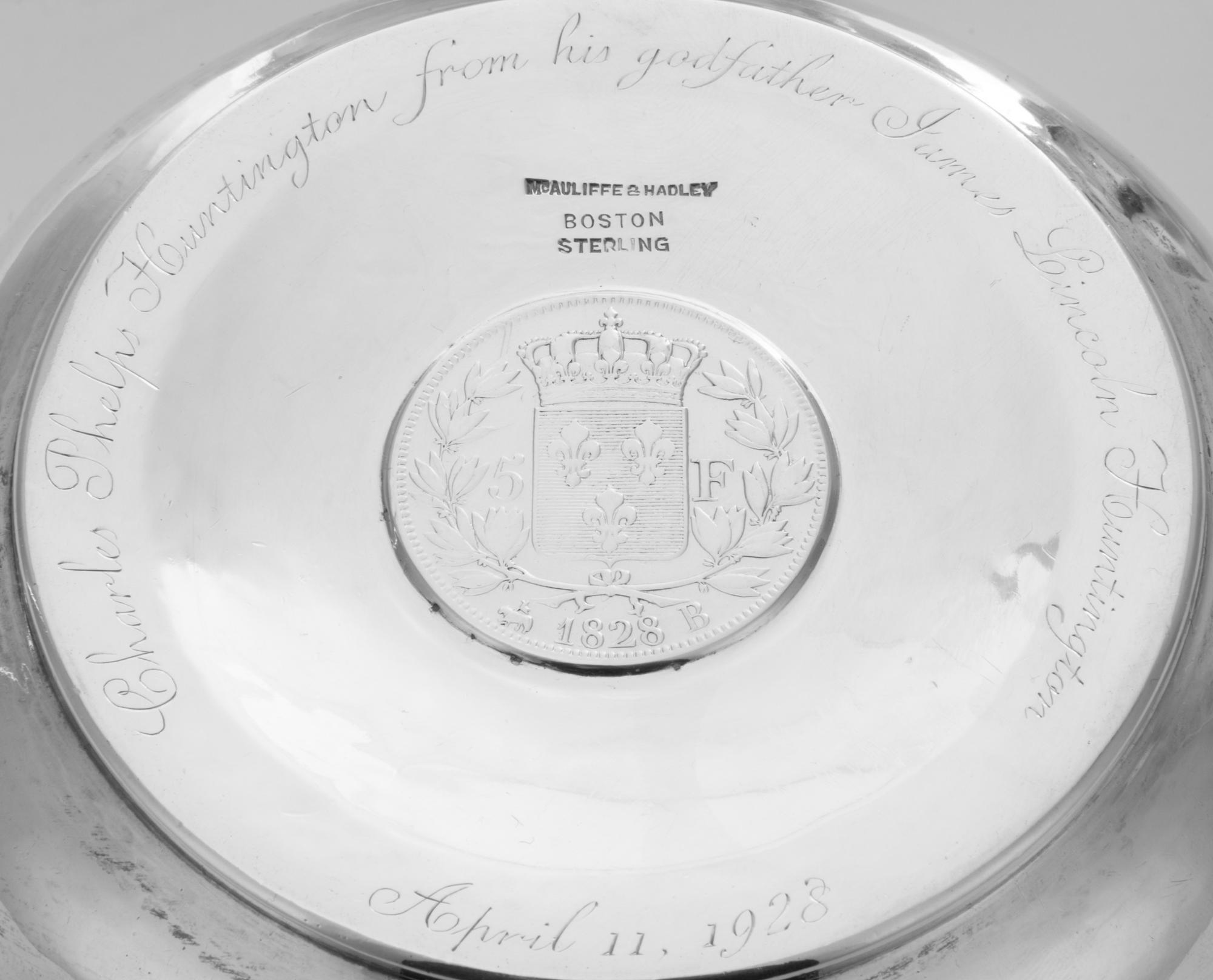 An American Coin Silver Creamer, N. Harding & Co., Boston, MA, First-Half 19th Century, comprising a Revere bowl, a porringer and a dim
