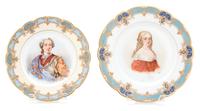 Four Sevres Porcelain Transfer Printed Portrait Plates Diameter of largest 9 1/2 inches. — 19TH CENTURY