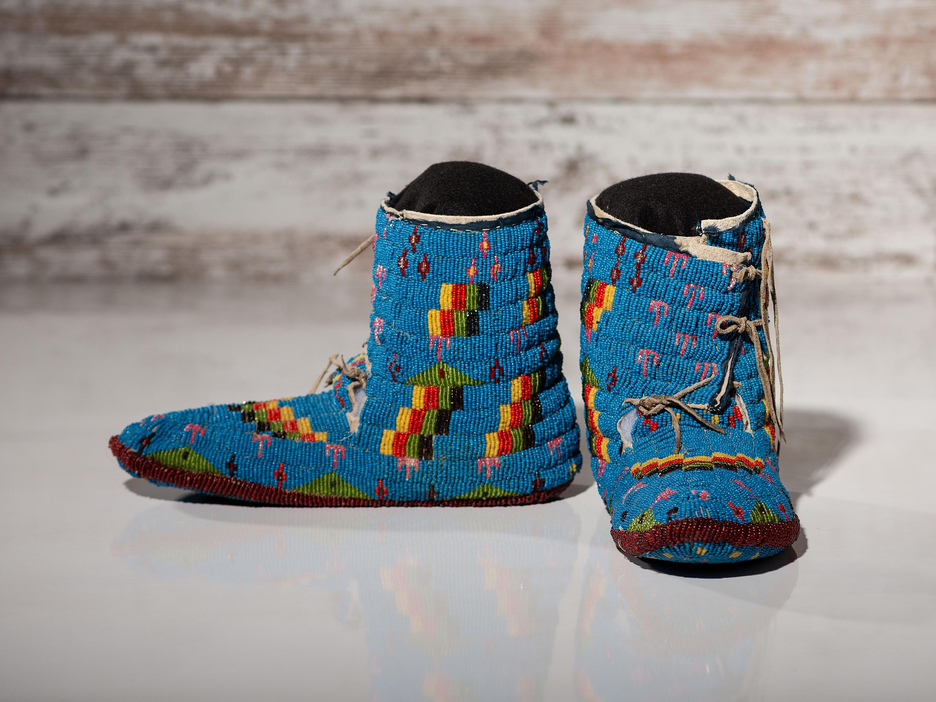 Sioux Fully Beaded Hightop Moccasins