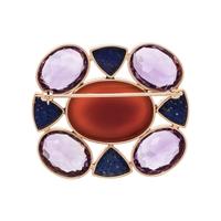 YELLOW GOLD AND MULTIGEM BROOCH