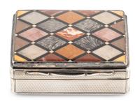 A Victorian Silver and Specimen-Marble Inset Presentation Snuff Box