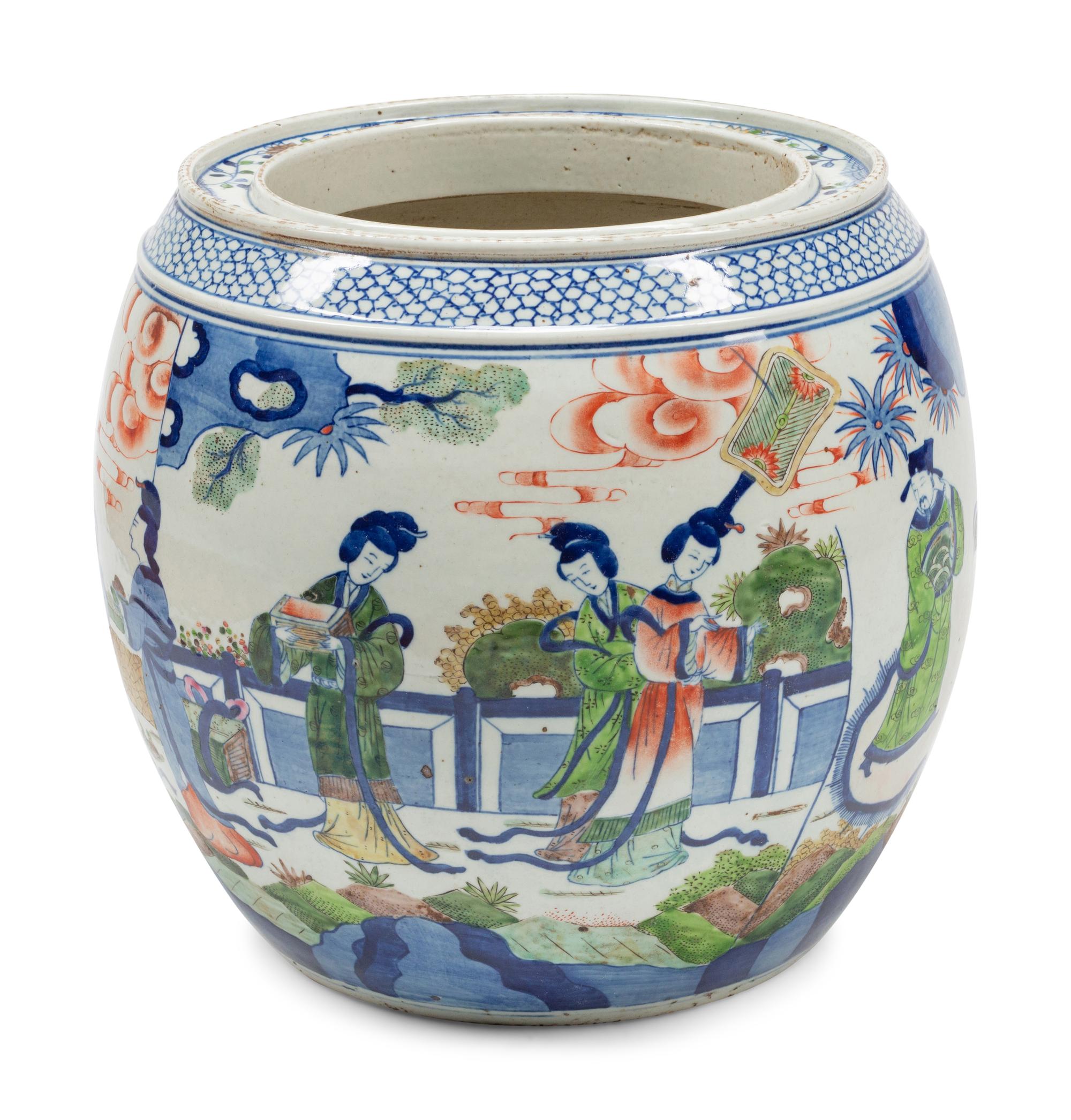 A Chinese Export Enameled Porcelain Jardinière