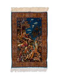 An Isfahan Silk Pictorial Rug