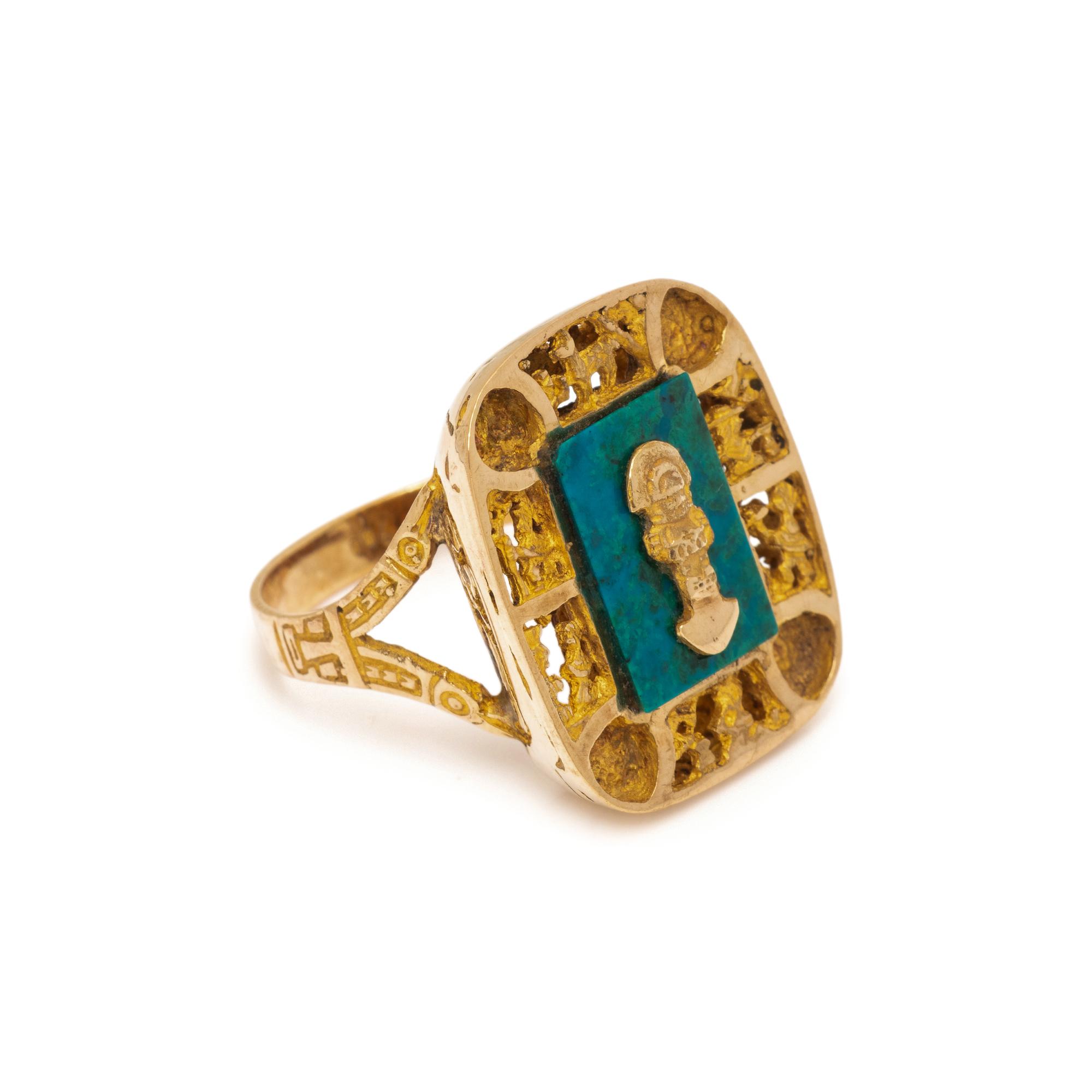 AZURMALACHITE AND YELLOW GOLD RING