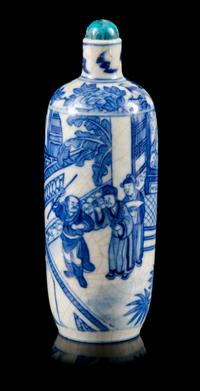 A Blue and White Porcelain Snuff Bottles Height 4 1/8 inches. — DAOGUANG PERIOD (1821-1850)