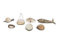 A Group of Seven Shell Mounted Items
