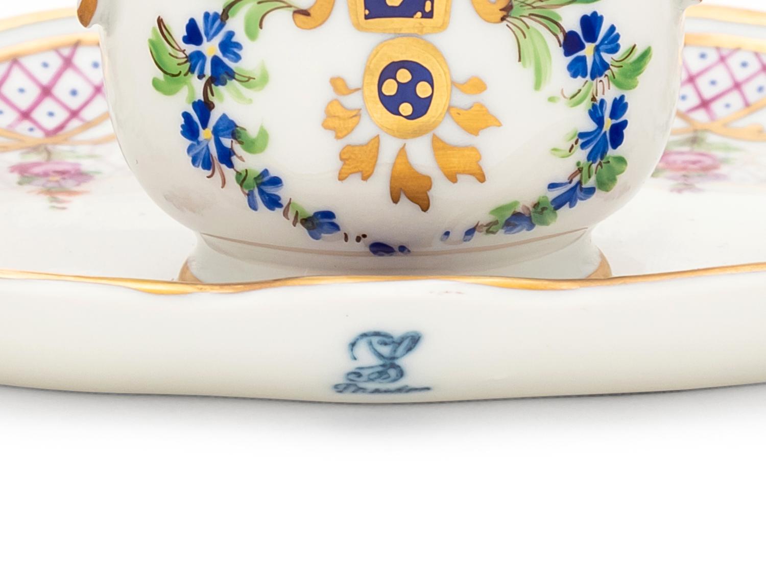 A Dresden Porcelain Inkwell