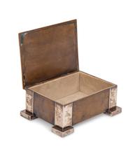 An Arts and Crafts Bronze and Silver Table Casket