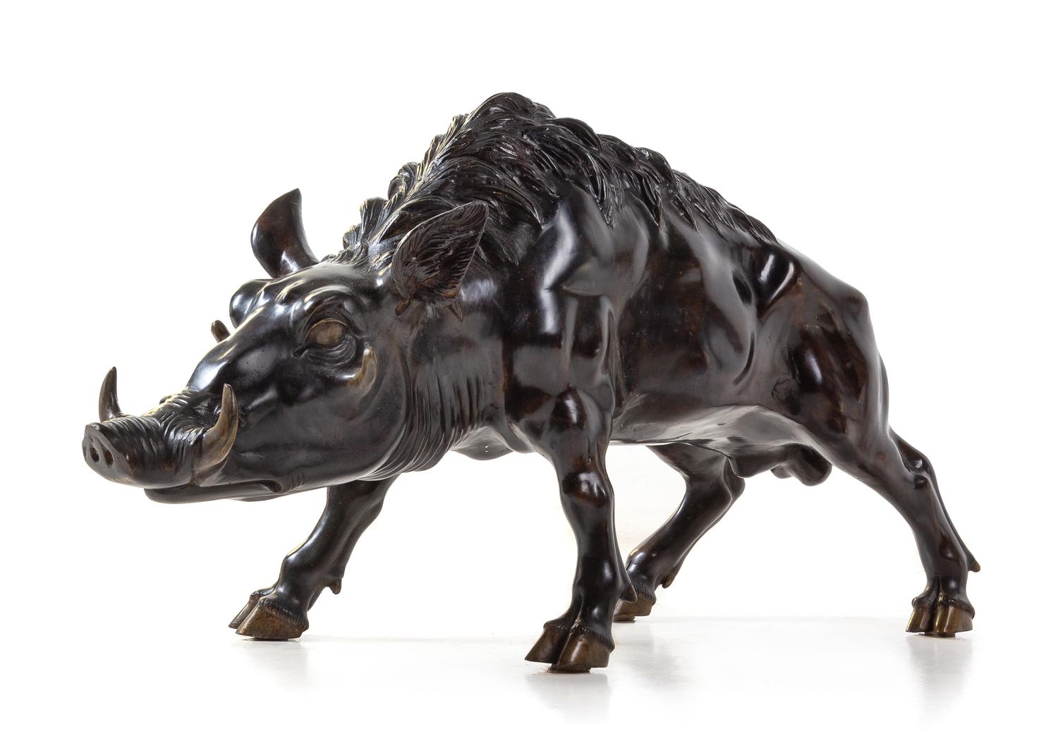 A Continental Bronze Model of a Boar