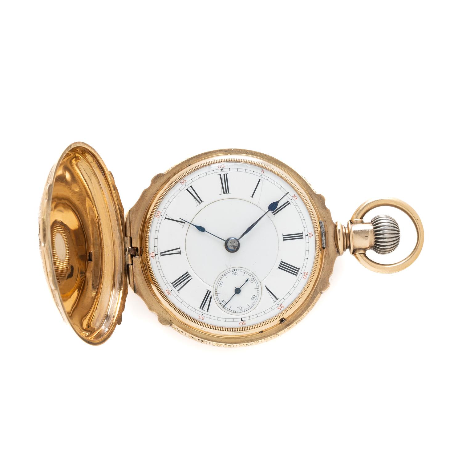 KRAEHMER & NATERMAN, YELLOW GOLD HUNTER CASE POCKETWATCH