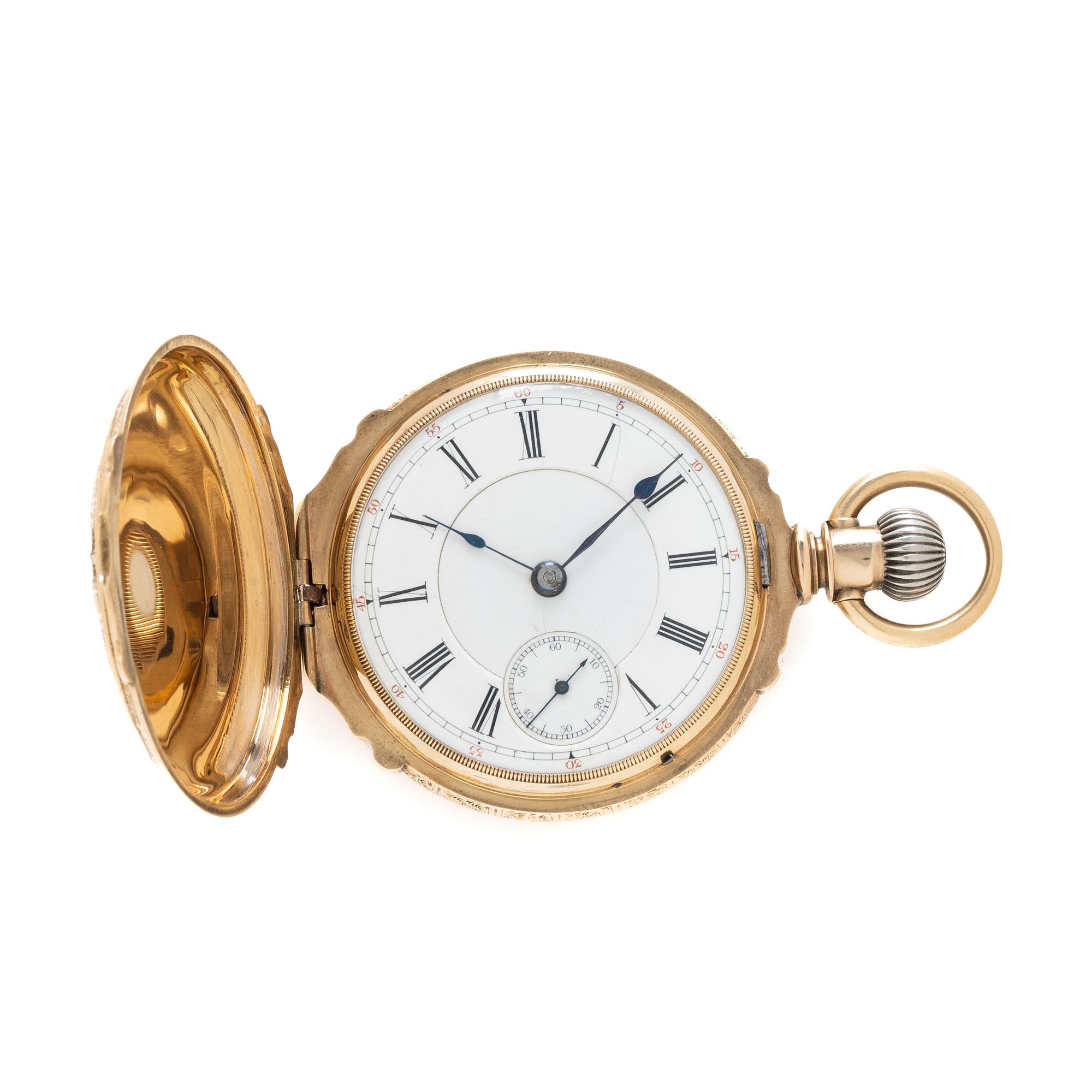 KRAEHMER & NATERMAN, YELLOW GOLD HUNTER CASE POCKETWATCH